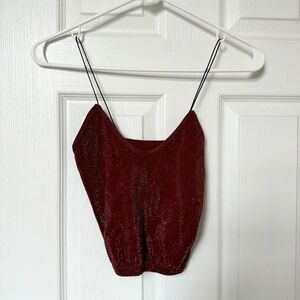 Free People Intimately Maroon Sparkle Cami XS / S